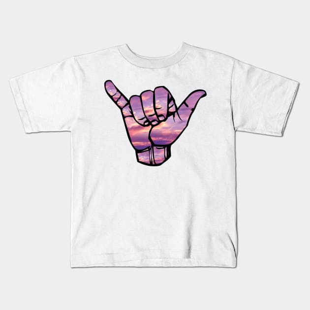 Shaka hand sign Kids T-Shirt by Rahmagamse23